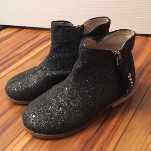 Girls black glitter ankle boot